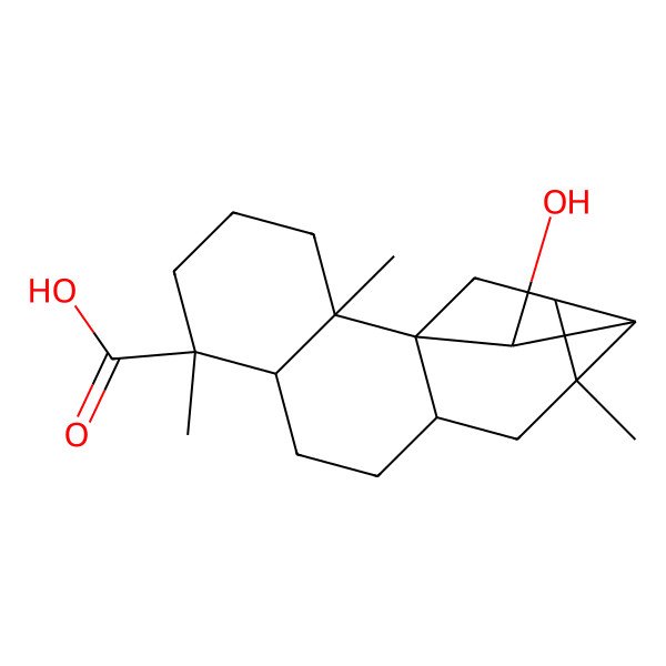 2D Structure of (1S,2R,6R,7S,10S,12S,13S,14R,15R)-15-hydroxy-2,6,12-trimethylpentacyclo[11.2.1.01,10.02,7.012,14]hexadecane-6-carboxylic acid