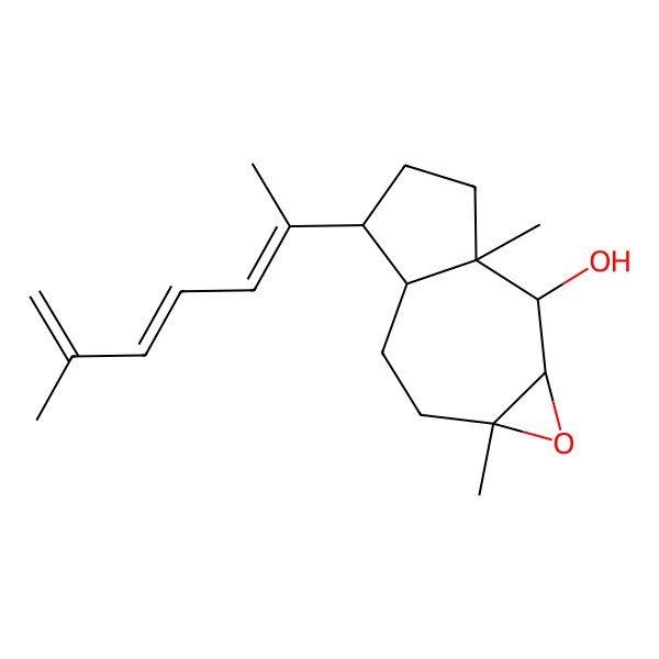 2D Structure of (1aS,2S,2aS,5R,5aS,7aR)-2a,7a-dimethyl-5-[(2Z,4E)-6-methylhepta-2,4,6-trien-2-yl]-1a,2,3,4,5,5a,6,7-octahydroazuleno[5,6-b]oxiren-2-ol
