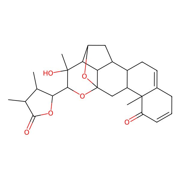 2D Structure of (3S,4R,12S,13R,17R,20R)-18-[(2S,3R,4S)-3,4-dimethyl-5-oxooxolan-2-yl]-17-hydroxy-4,17-dimethyl-19,21-dioxahexacyclo[11.6.1.11,15.03,12.04,9.016,20]henicosa-6,9-dien-5-one