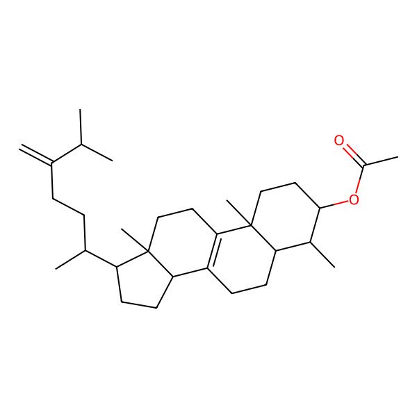 2D Structure of [(3S,4S,5S,10S,13R,14R,17R)-4,10,13-trimethyl-17-[(2R)-6-methyl-5-methylideneheptan-2-yl]-2,3,4,5,6,7,11,12,14,15,16,17-dodecahydro-1H-cyclopenta[a]phenanthren-3-yl] acetate
