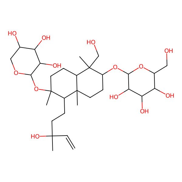 2D Structure of (2R,3R,4S,5S,6R)-2-[[(1R,2S,4aS,5R,6R,8aR)-1-(hydroxymethyl)-5-[(3S)-3-hydroxy-3-methylpent-4-enyl]-1,4a,6-trimethyl-6-[(2S,3R,4S,5S)-3,4,5-trihydroxyoxan-2-yl]oxy-3,4,5,7,8,8a-hexahydro-2H-naphthalen-2-yl]oxy]-6-(hydroxymethyl)oxane-3,4,5-triol