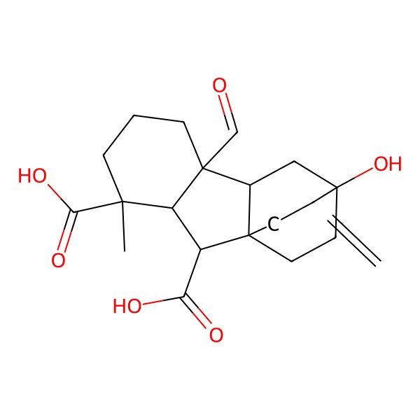 2D Structure of (1R,2S,3S,4R,8R,9R,11R)-8-formyl-11-hydroxy-4-methyl-12-methylidenetetracyclo[9.2.2.01,9.03,8]pentadecane-2,4-dicarboxylic acid