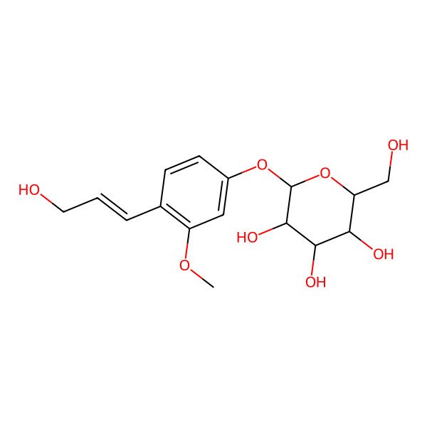 2D Structure of (2R,3S,4S,5R,6S)-2-(hydroxymethyl)-6-[4-[(E)-3-hydroxyprop-1-enyl]-3-methoxyphenoxy]oxane-3,4,5-triol