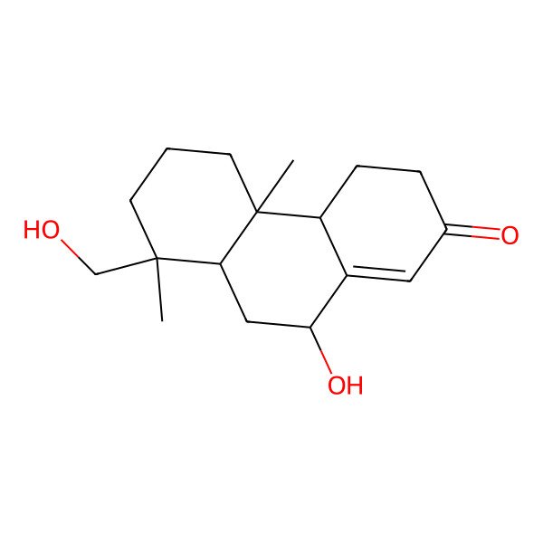 2D Structure of (4aR,4bS,8R,8aR,10S)-10-hydroxy-8-(hydroxymethyl)-4b,8-dimethyl-4,4a,5,6,7,8a,9,10-octahydro-3H-phenanthren-2-one 2D Structure of (4aR,4bS,8R,8aR,10S)-10-hydroxy-8-(hydroxymethyl)-4b,8-dimethyl-4,4a,5,6,7,8a,9,10-octahydro-3H-phenanthren-2-one