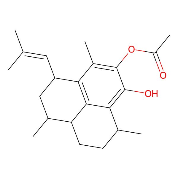 2D Structure of [(4S,6S,6aR,9S)-1-hydroxy-3,6,9-trimethyl-4-(2-methylprop-1-enyl)-5,6,6a,7,8,9-hexahydro-4H-phenalen-2-yl] acetate
