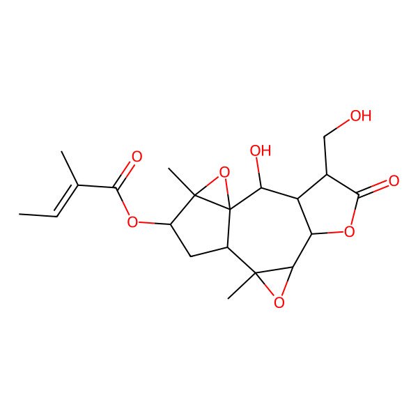 2D Structure of [(1S,2R,3S,4S,7S,8R,10S,11S,13S,14S)-2-hydroxy-4-(hydroxymethyl)-10,14-dimethyl-5-oxo-6,9,15-trioxapentacyclo[9.4.0.01,14.03,7.08,10]pentadecan-13-yl] (E)-2-methylbut-2-enoate