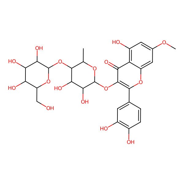 2D Structure of 3-[(2R,3R,4S,5R,6S)-3,4-dihydroxy-6-methyl-5-[(2S,3R,4S,5S,6R)-3,4,5-trihydroxy-6-(hydroxymethyl)oxan-2-yl]oxyoxan-2-yl]oxy-2-(3,4-dihydroxyphenyl)-5-hydroxy-7-methoxychromen-4-one