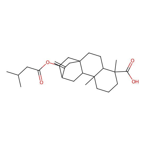 2D Structure of 5,9-Dimethyl-13-(3-methylbutanoyloxy)-16-methylidenetetracyclo[10.2.2.01,10.04,9]hexadecane-5-carboxylic acid