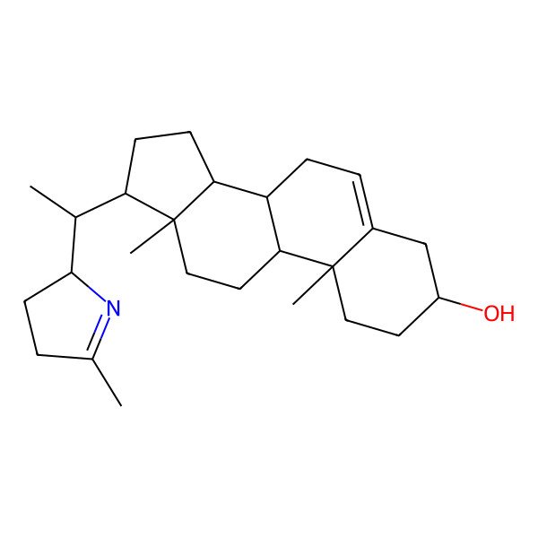2D Structure of (3S,8R,9R,10S,13S,14R,17S)-10,13-dimethyl-17-[(1S)-1-[(2S)-5-methyl-3,4-dihydro-2H-pyrrol-2-yl]ethyl]-2,3,4,7,8,9,11,12,14,15,16,17-dodecahydro-1H-cyclopenta[a]phenanthren-3-ol