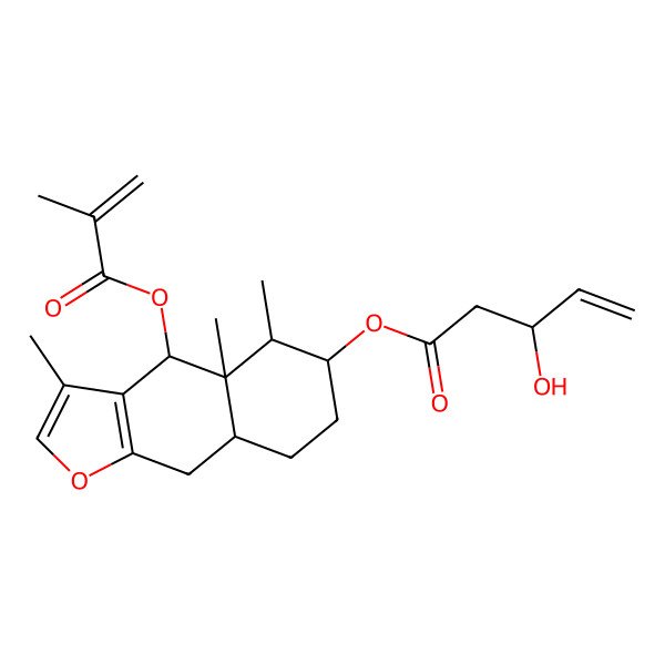 2D Structure of [3,4a,5-trimethyl-4-(2-methylprop-2-enoyloxy)-5,6,7,8,8a,9-hexahydro-4H-benzo[f][1]benzofuran-6-yl] 3-hydroxypent-4-enoate