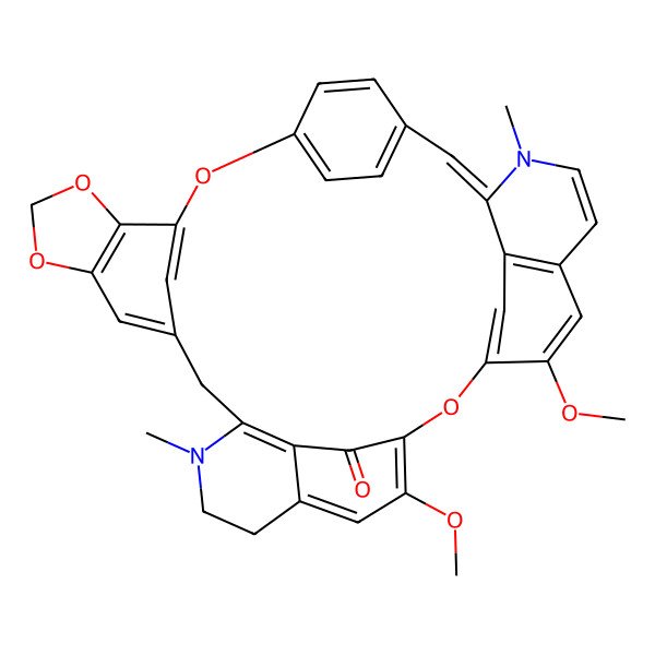 2D Structure of 32,39-Dimethoxy-9,27-dimethyl-2,15,17,20-tetraoxa-9,27-diazaoctacyclo[24.6.2.23,6.221,24.112,19.05,10.014,18.030,34]nonatriaconta-1(32),3(39),5(10),6(38),12,14(18),19(37),21,23,25,28,30,33,35-tetradecaen-4-one