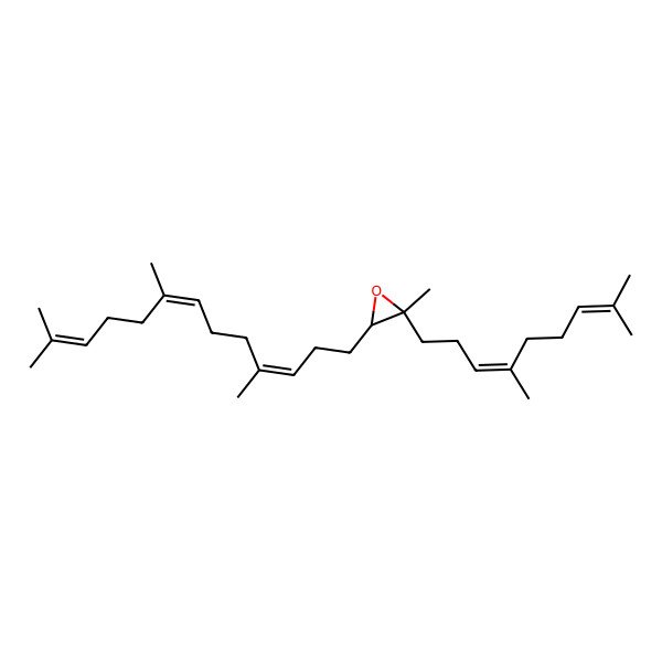 2D Structure of (2S,3S)-2-[(3E)-4,8-dimethylnona-3,7-dienyl]-2-methyl-3-[(3E,7E)-4,8,12-trimethyltrideca-3,7,11-trienyl]oxirane