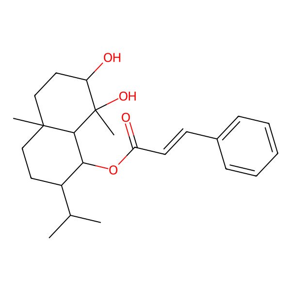2D Structure of [(1R,2S,4aS,7R,8R,8aS)-7,8-dihydroxy-4a,8-dimethyl-2-propan-2-yl-1,2,3,4,5,6,7,8a-octahydronaphthalen-1-yl] (E)-3-phenylprop-2-enoate