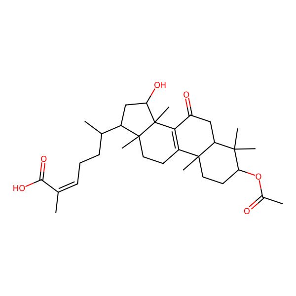 2D Structure of 6-(3-Acetyloxy-15-hydroxy-4,4,10,13,14-pentamethyl-7-oxo-1,2,3,5,6,11,12,15,16,17-decahydrocyclopenta[a]phenanthren-17-yl)-2-methylhept-2-enoic acid