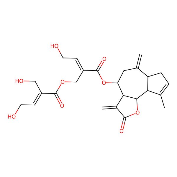 2D Structure of [4-hydroxy-2-[(9-methyl-3,6-dimethylidene-2-oxo-4,5,6a,7,9a,9b-hexahydro-3aH-azuleno[4,5-b]furan-4-yl)oxycarbonyl]but-2-enyl] 4-hydroxy-2-(hydroxymethyl)but-2-enoate
