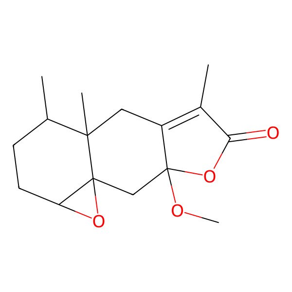 2D Structure of (1R,3R,9R,10S,13S)-3-methoxy-6,9,10-trimethyl-4,14-dioxatetracyclo[7.5.0.01,13.03,7]tetradec-6-en-5-one