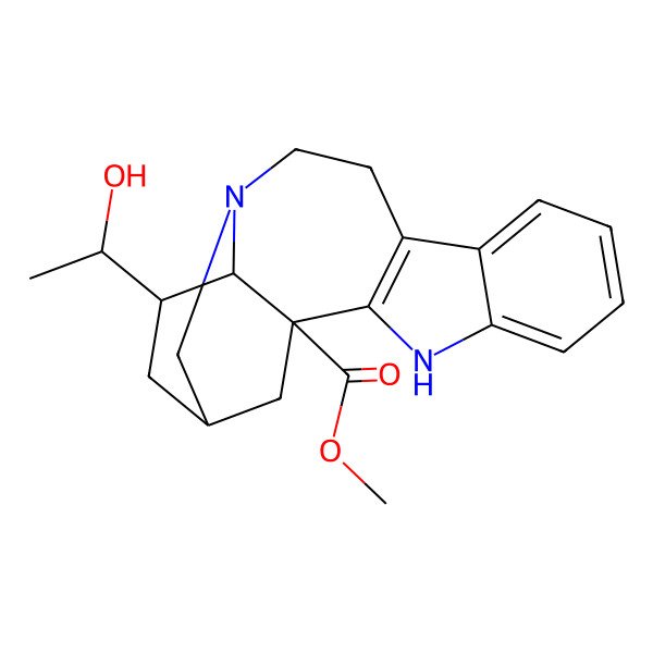 2D Structure of methyl (1S,15R,17S,18S)-17-[(1R)-1-hydroxyethyl]-3,13-diazapentacyclo[13.3.1.02,10.04,9.013,18]nonadeca-2(10),4,6,8-tetraene-1-carboxylate