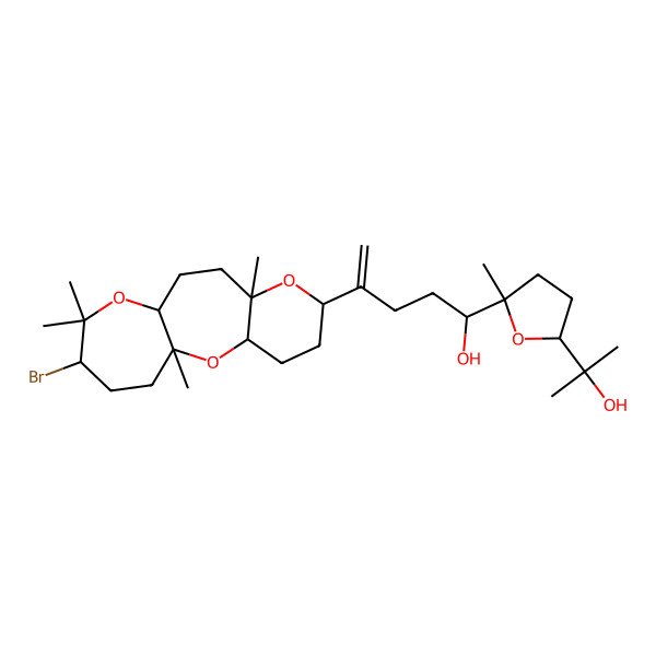 2D Structure of (1S)-4-[(1R,3R,6R,8S,11S,14R)-14-bromo-1,8,13,13-tetramethyl-2,7,12-trioxatricyclo[9.5.0.03,8]hexadecan-6-yl]-1-[(2R,5R)-5-(2-hydroxypropan-2-yl)-2-methyloxolan-2-yl]pent-4-en-1-ol