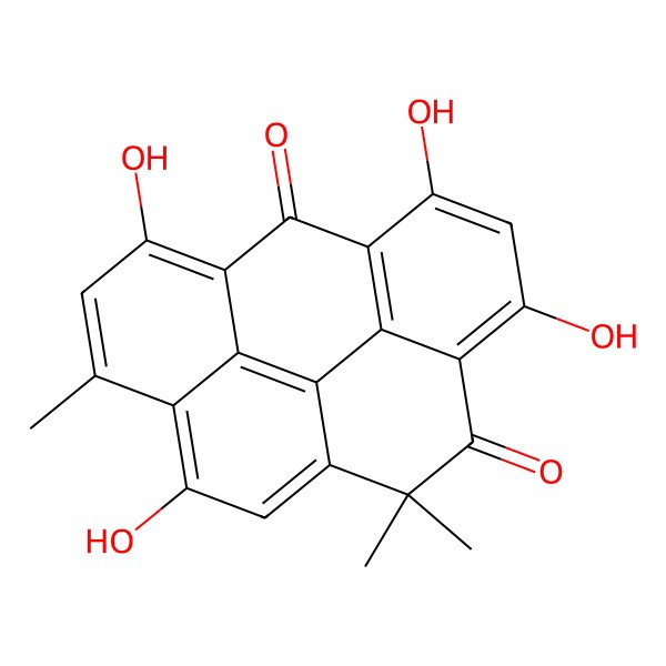 2D Structure of 2,4,10,14-tetrahydroxy-7,7,12-trimethylpentacyclo[13.3.1.05,18.08,17.011,16]nonadeca-1(18),2,4,8,10,12,14,16-octaene-6,19-dione