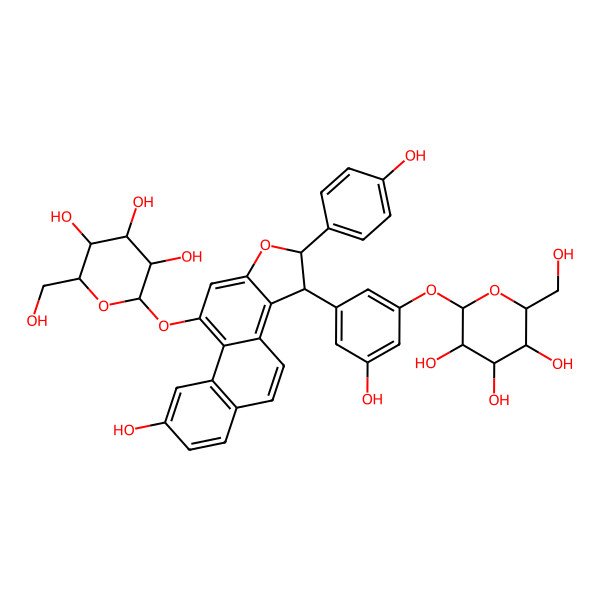 2D Structure of (3R,4S,5S,6R)-2-[3-hydroxy-5-[(2S,3S)-8-hydroxy-2-(4-hydroxyphenyl)-10-[(3S,4R,5R,6S)-3,4,5-trihydroxy-6-(hydroxymethyl)oxan-2-yl]oxy-2,3-dihydronaphtho[2,1-e][1]benzofuran-3-yl]phenoxy]-6-(hydroxymethyl)oxane-3,4,5-triol