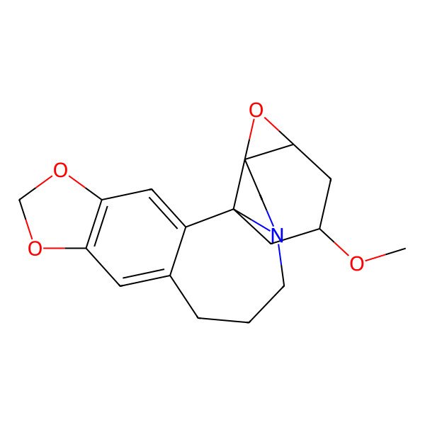 2D Structure of (1R,17S,19R,21R)-21-methoxy-5,7,18-trioxa-14-azahexacyclo[12.8.0.01,17.02,10.04,8.017,19]docosa-2,4(8),9-triene