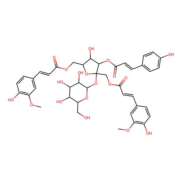 2D Structure of [4-Hydroxy-2,5-bis[3-(4-hydroxy-3-methoxyphenyl)prop-2-enoyloxymethyl]-2-[3,4,5-trihydroxy-6-(hydroxymethyl)oxan-2-yl]oxyoxolan-3-yl] 3-(4-hydroxyphenyl)prop-2-enoate