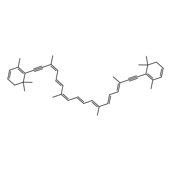 2D Structure of 2,6,6-trimethyl-1-[(3E,5E,7E,9E,11E,13E,15Z)-3,7,12,16-tetramethyl-18-(2,6,6-trimethylcyclohexa-1,3-dien-1-yl)octadeca-3,5,7,9,11,13,15-heptaen-1,17-diynyl]cyclohexa-1,3-diene