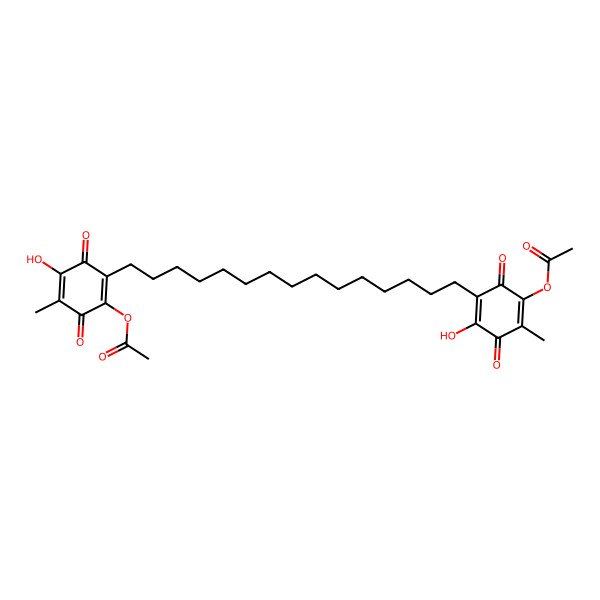 2D Structure of [5-[15-(2-Acetyloxy-5-hydroxy-4-methyl-3,6-dioxocyclohexa-1,4-dien-1-yl)pentadecyl]-4-hydroxy-2-methyl-3,6-dioxocyclohexa-1,4-dien-1-yl] acetate