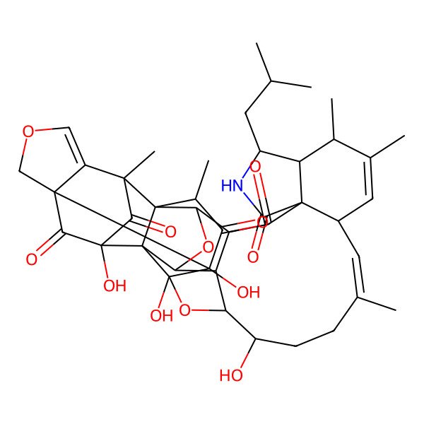 2D Structure of (1R,2S,4S,5R,6S,8R,9S,10S,12S,15S,16R,17S,20S,25R,26S,28S,30R,32R)-2,25,28,30-tetrahydroxy-4,17,18,22,32-pentamethyl-15-(2-methylpropyl)-7,27,35-trioxa-14-azaundecacyclo[28.6.1.01,33.02,28.05,29.05,32.06,10.08,29.09,26.012,16.012,20]heptatriaconta-18,21,33-triene-3,11,13,31,37-pentone