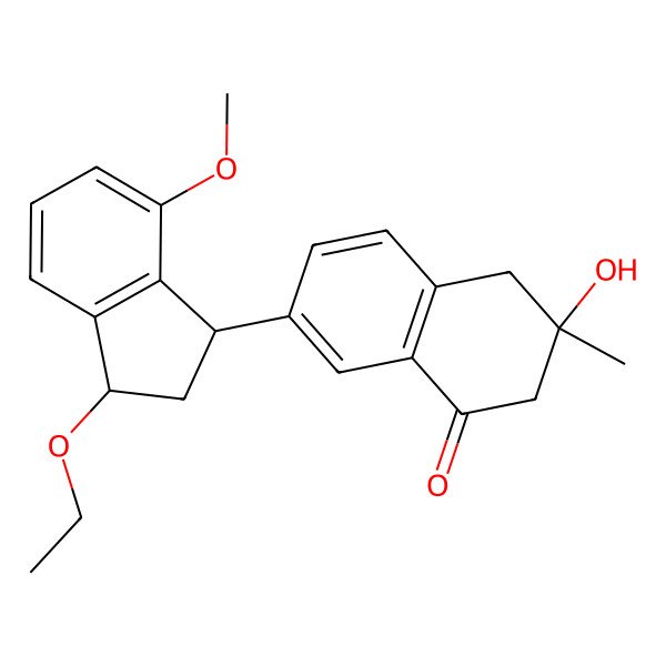 2D Structure of (3R)-7-[(1S,3R)-3-ethoxy-7-methoxy-2,3-dihydro-1H-inden-1-yl]-3-hydroxy-3-methyl-2,4-dihydronaphthalen-1-one