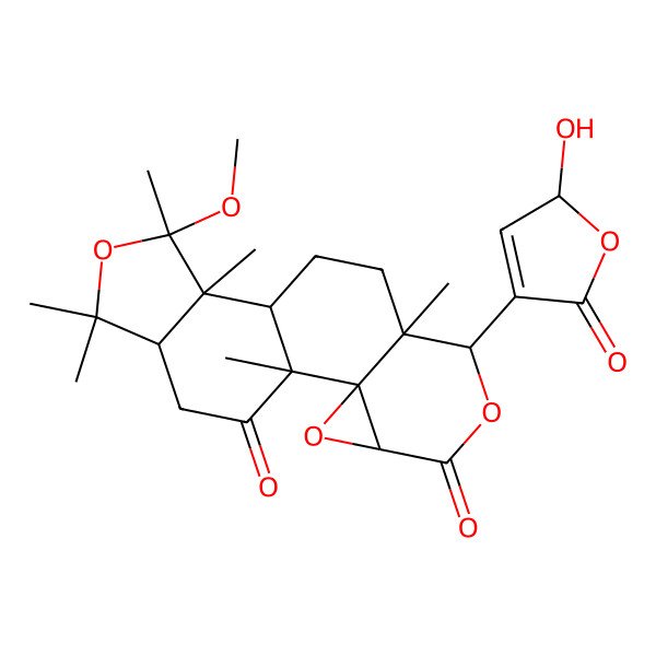 2D Structure of (1R,2R,4S,7R,8S,11R,12R,13S,16R)-7-[(2R)-2-hydroxy-5-oxo-2H-furan-4-yl]-13-methoxy-1,8,12,13,15,15-hexamethyl-3,6,14-trioxapentacyclo[9.7.0.02,4.02,8.012,16]octadecane-5,18-dione
