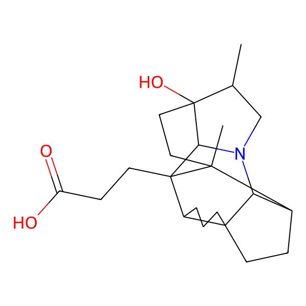 2D Structure of 3-[(1S,4R,5R,8R,9R,12S,13S,14S,18S)-8-hydroxy-5,9-dimethyl-11-azahexacyclo[9.6.1.01,14.04,18.05,13.08,12]octadecan-13-yl]propanoic acid