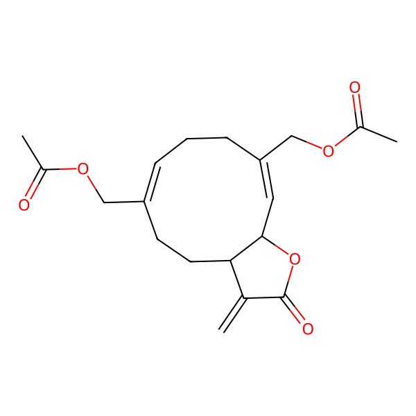2D Structure of [(3aS,6Z,10Z,11aR)-10-(acetyloxymethyl)-3-methylidene-2-oxo-3a,4,5,8,9,11a-hexahydrocyclodeca[b]furan-6-yl]methyl acetate