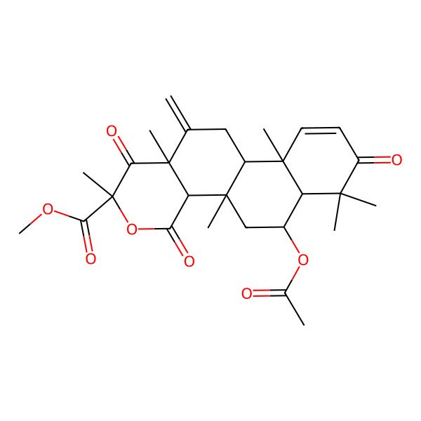 2D Structure of Methyl 6-acetyloxy-2,4b,7,7,10a,12a-hexamethyl-12-methylidene-1,4,8-trioxo-4a,5,6,6a,10b,11-hexahydronaphtho[1,2-h]isochromene-2-carboxylate