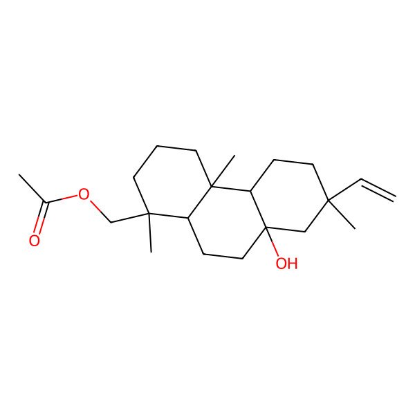 2D Structure of [(1R,4aS,4bR,7S,8aS)-7-ethenyl-8a-hydroxy-1,4a,7-trimethyl-2,3,4,4b,5,6,8,9,10,10a-decahydrophenanthren-1-yl]methyl acetate