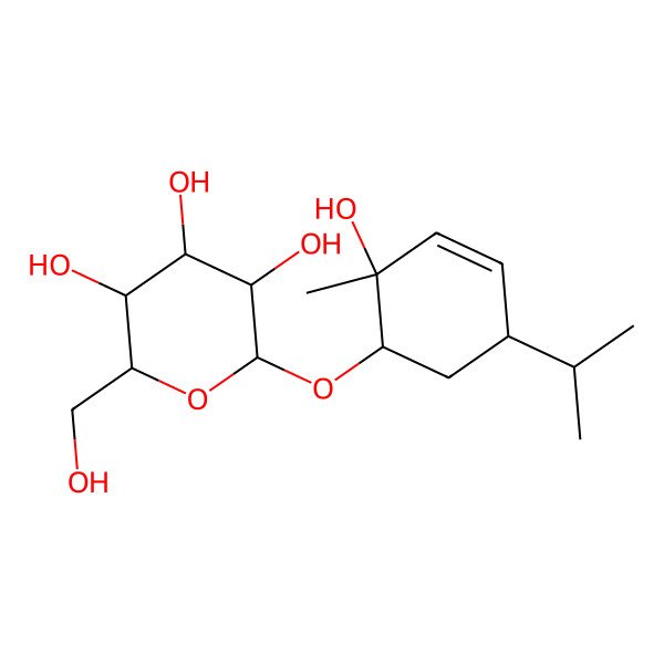 2D Structure of (2R,3S,4S,5R,6S)-2-(hydroxymethyl)-6-[(1R,2R,5R)-2-hydroxy-2-methyl-5-propan-2-ylcyclohex-3-en-1-yl]oxyoxane-3,4,5-triol