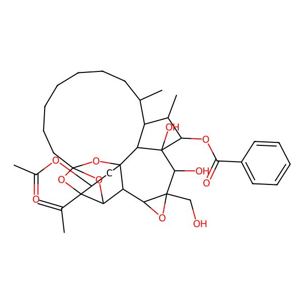 2D Structure of [3-Acetyloxy-10,11-dihydroxy-9-(hydroxymethyl)-13,15-dimethyl-4-prop-1-en-2-yl-8,24,26,27-tetraoxaheptacyclo[12.10.1.14,23.15,23.01,6.07,9.011,25]heptacosan-12-yl] benzoate