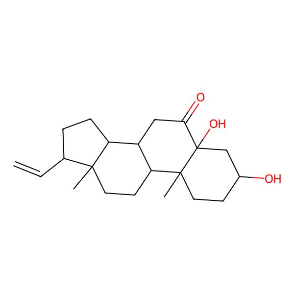 2D Structure of 17-ethenyl-3,5-dihydroxy-10,13-dimethyl-2,3,4,7,8,9,11,12,14,15,16,17-dodecahydro-1H-cyclopenta[a]phenanthren-6-one