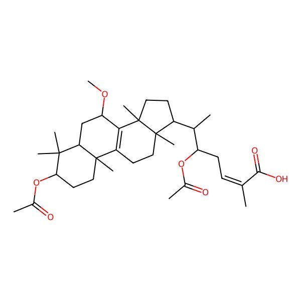 2D Structure of 5-acetyloxy-6-(3-acetyloxy-7-methoxy-4,4,10,13,14-pentamethyl-2,3,5,6,7,11,12,15,16,17-decahydro-1H-cyclopenta[a]phenanthren-17-yl)-2-methylhept-2-enoic acid