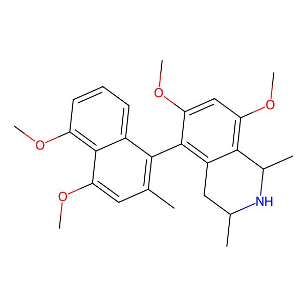 2D Structure of (1S,3R)-5-(4,5-dimethoxy-2-methylnaphthalen-1-yl)-6,8-dimethoxy-1,3-dimethyl-1,2,3,4-tetrahydroisoquinoline