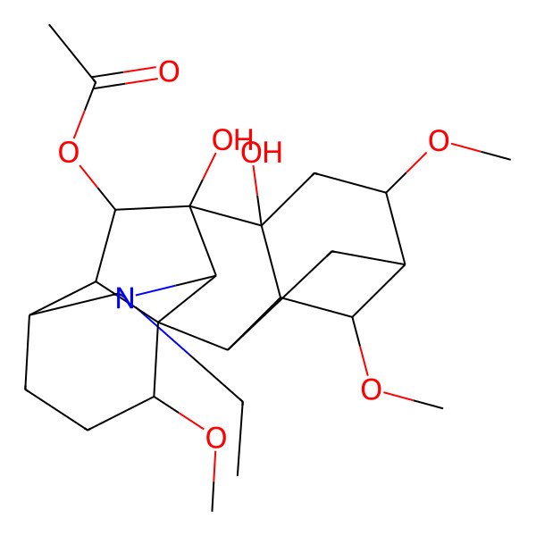 2D Structure of [(1S,2R,3R,4S,5R,6S,8R,9S,10S,13R,16S,17R,18S)-11-ethyl-8,9-dihydroxy-4,6,16-trimethoxy-11-azahexacyclo[7.7.2.12,5.01,10.03,8.013,17]nonadecan-18-yl] acetate
