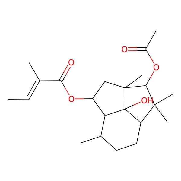 2D Structure of [(1S,2R,4R,5R,7S,10S,11R)-5-acetyloxy-11-hydroxy-4,6,6,10-tetramethyl-2-tricyclo[5.3.1.04,11]undecanyl] (Z)-2-methylbut-2-enoate