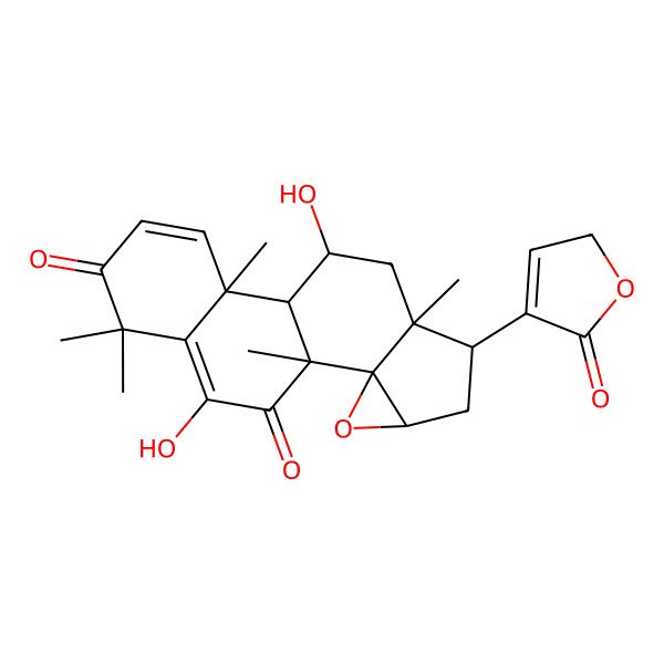 2D Structure of (1R,2R,4R,6R,7S,9S,10R,11R)-9,17-dihydroxy-1,7,11,15,15-pentamethyl-6-(5-oxo-2H-furan-4-yl)-3-oxapentacyclo[8.8.0.02,4.02,7.011,16]octadeca-12,16-diene-14,18-dione