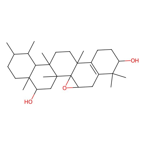 2D Structure of 2,5,8,9,11,14,19,19-Octamethyl-23-oxahexacyclo[12.9.0.01,22.02,11.05,10.015,20]tricos-15(20)-ene-4,18-diol