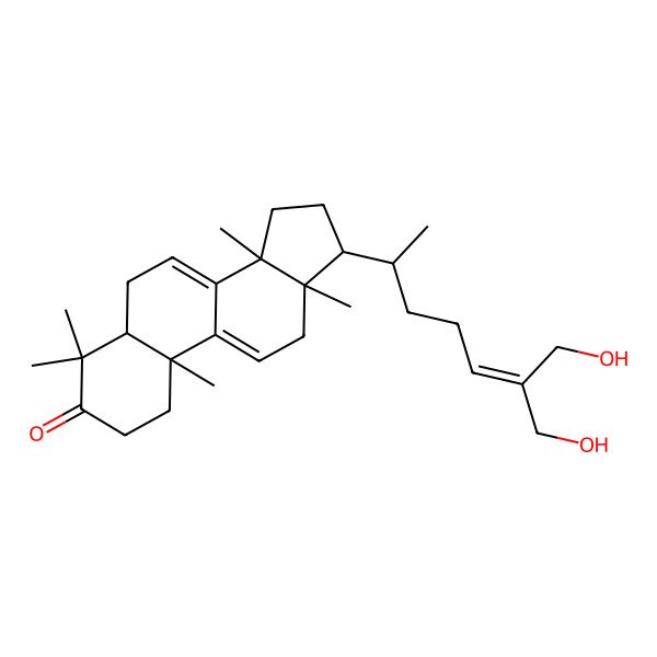 2D Structure of (5R,10S,13R,14R,17R)-17-[(2S)-7-hydroxy-6-(hydroxymethyl)hept-5-en-2-yl]-4,4,10,13,14-pentamethyl-1,2,5,6,12,15,16,17-octahydrocyclopenta[a]phenanthren-3-one