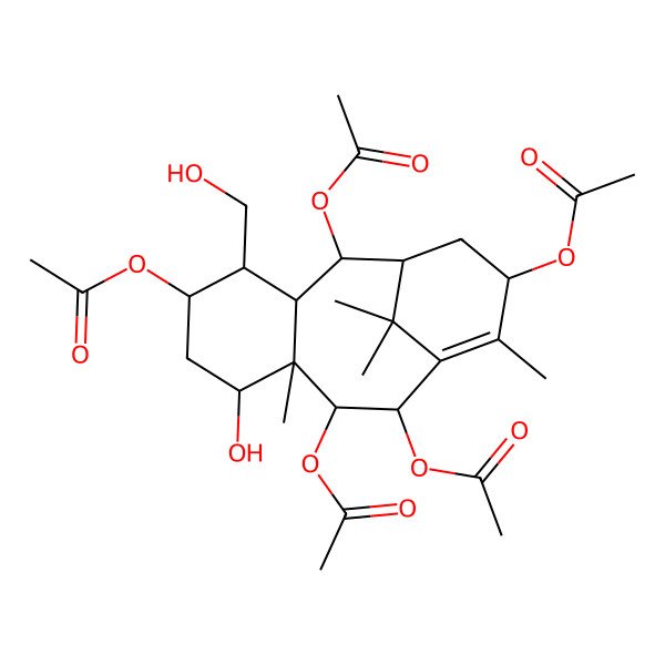 2D Structure of [2,9,10,13-Tetraacetyloxy-7-hydroxy-4-(hydroxymethyl)-8,12,15,15-tetramethyl-5-tricyclo[9.3.1.03,8]pentadec-11-enyl] acetate