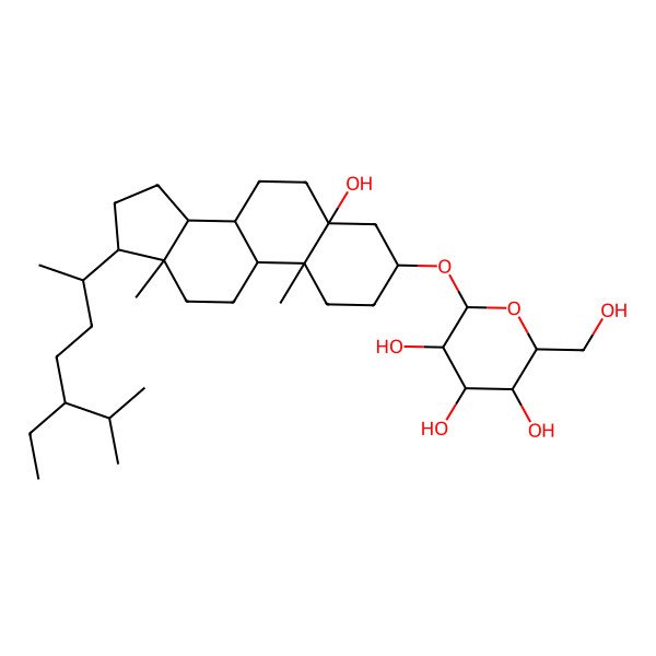 2D Structure of (2R,3R,4S,5S,6R)-2-[[(3S,5R,8S,9S,10R,13R,14S,17R)-17-[(2R,5R)-5-ethyl-6-methylheptan-2-yl]-5-hydroxy-10,13-dimethyl-1,2,3,4,6,7,8,9,11,12,14,15,16,17-tetradecahydrocyclopenta[a]phenanthren-3-yl]oxy]-6-(hydroxymethyl)oxane-3,4,5-triol