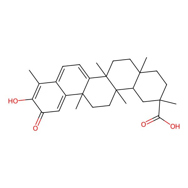 2D Structure of (2R,4aS,6aR,14aS,14bR)-10-hydroxy-2,4a,6a,6a,9,14a-hexamethyl-11-oxo-1,3,4,5,6,13,14,14b-octahydropicene-2-carboxylic acid