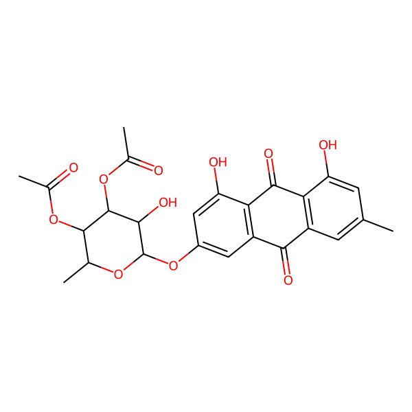 2D Structure of [4-Acetyloxy-6-(4,5-dihydroxy-7-methyl-9,10-dioxoanthracen-2-yl)oxy-5-hydroxy-2-methyloxan-3-yl] acetate