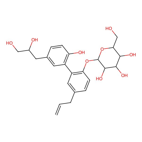 2D Structure of 2-[2-[5-(2,3-Dihydroxypropyl)-2-hydroxyphenyl]-4-prop-2-enylphenoxy]-6-(hydroxymethyl)oxane-3,4,5-triol